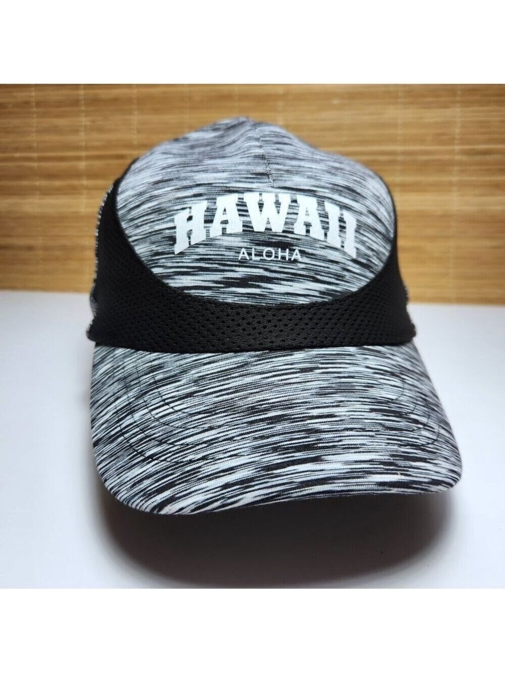 Robin Ruth Hawaii Aloha Hat Adjustable Black and White with Mesh Detail Around
